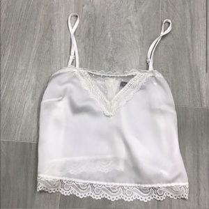 Brandy Melville Phoebe white lace silky tank